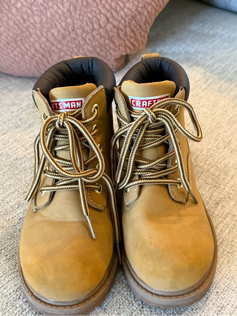 Craft Kids Tan Work-Style Boots with Padded Collar